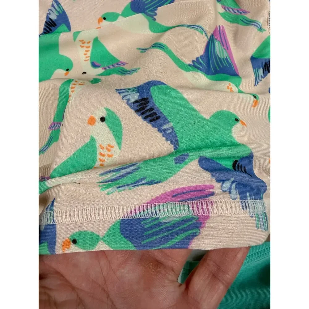 Tea Collection Bird Print Long Sleeve Rash Guard Swim Set Size 3